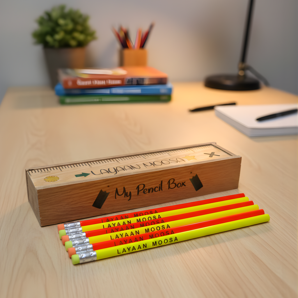 Lead Pencil Box with 6 Lead Pencils (Customised)